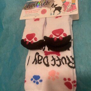 Chatties Owner& Pet Matching Socks "White w/ Paw Prints " For small pups